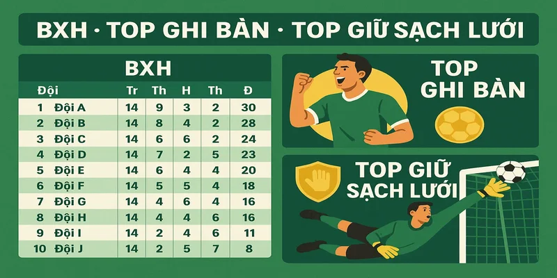 Xoilac TV cập nhật bảng xếp hạng cho từng cá nhân